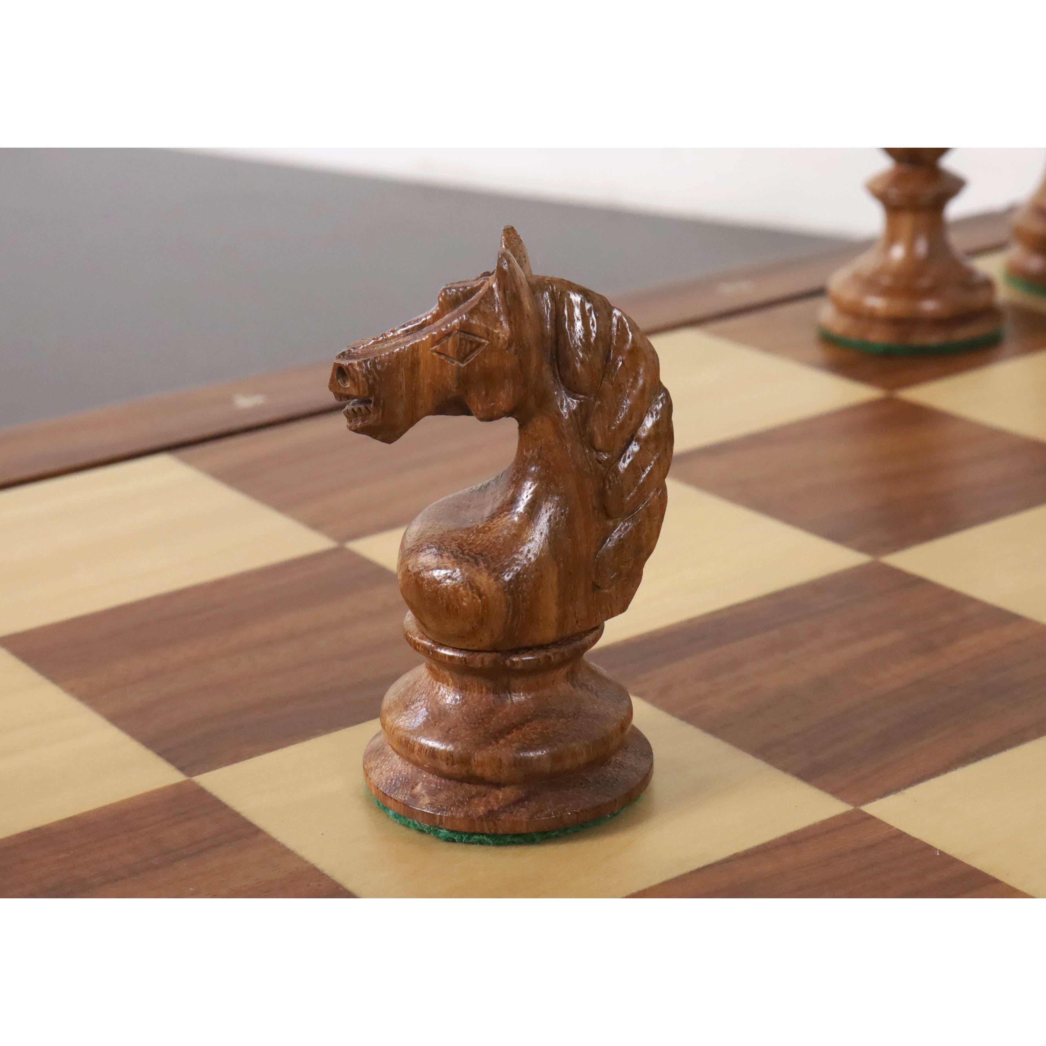 1933 Botvinnik Flohr-I Soviet Chess Pieces Only Set - Golden Rosewood - 3.6" King