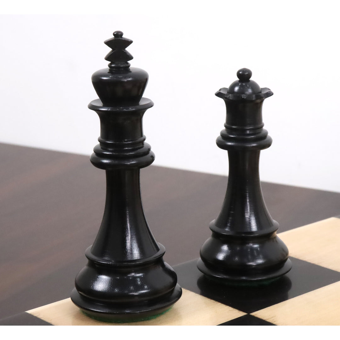 Jeu d'échecs de luxe 4" Bridle Staunton - Pièces d'échecs uniquement - Bois d'ébène et buis