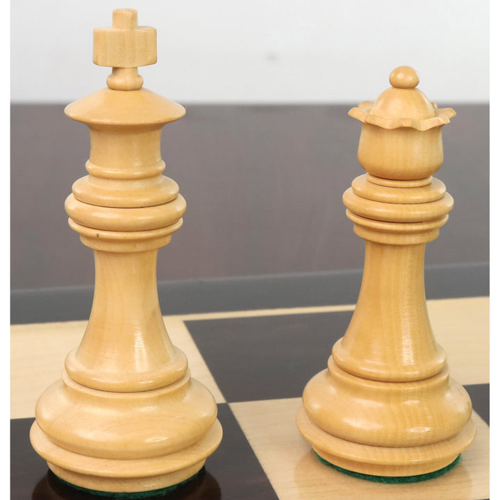 Juego de Ajedrez Staunton Serie Meghdoot 3.4" - Sólo piezas de ajedrez - Madera de boj ebonizada contrapesada