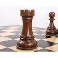 Finely carved golden rosewood Rook piece from the jumbo Pro Staunton luxury chess set.
