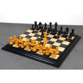 3.9 inch French Chavet tournament chess set arranged on a wooden chessboard.