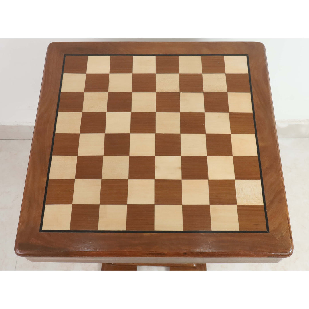 Mesa de madera para tablero de ajedrez de 20" con cajones - 24" de altura - palisandro dorado y arce