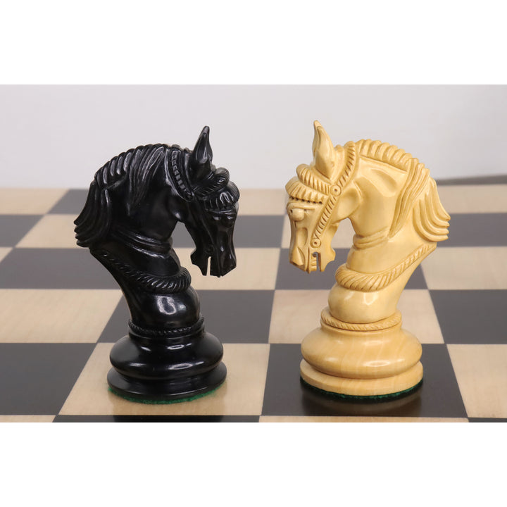 Jeu d'échecs 4.5" Imperator Luxury Staunton légèrement imparfait - Pièces d'échecs uniquement - Bois d'ébène - Poids triple