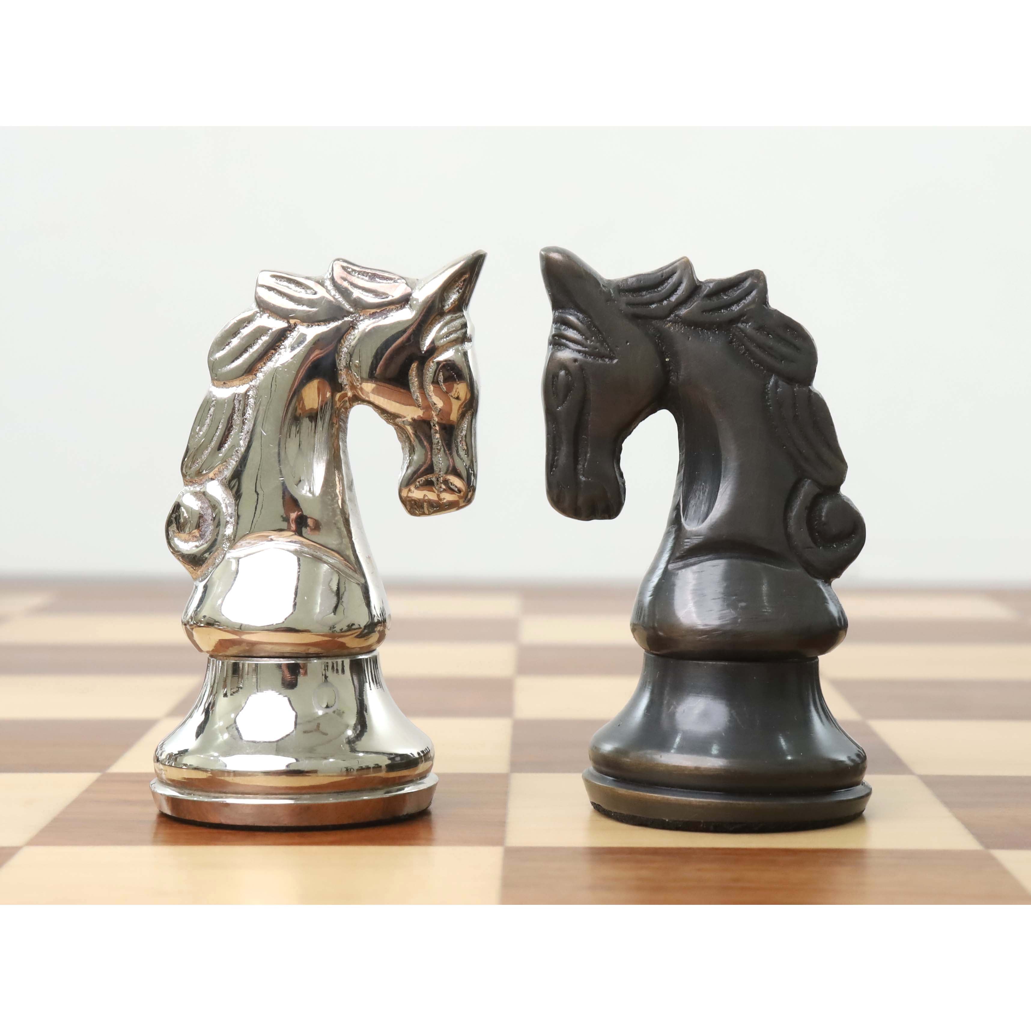 Deluxe Series Brass Metal Luxury Chess Pieces & Board Set- 15-Rosewood  border – royalchessmall