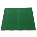 Green felt-lined underside of the solid wood roll up travel chess board for surface protection.