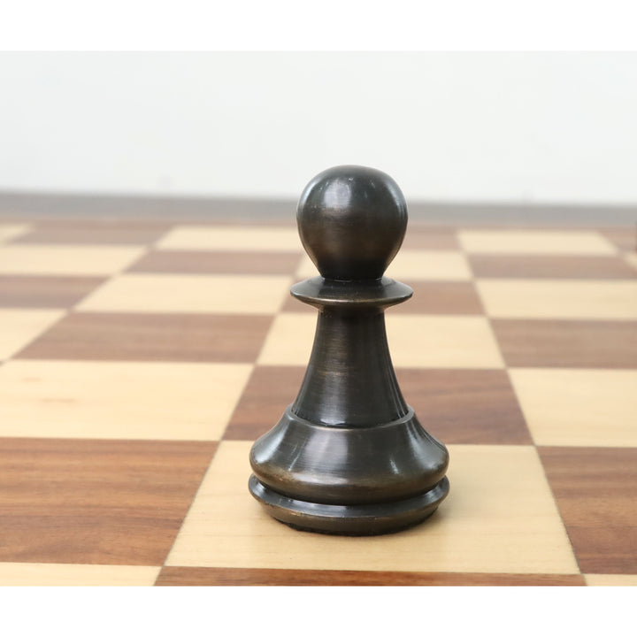 Jeu d'échecs de luxe en métal et laiton inspiré de Staunton 4.3" - Pièces d'échecs seulement - Argenté et antique