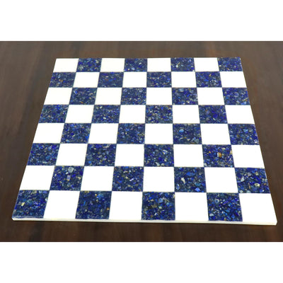 18'' Borderless Marble Stone Luxury Chess Board - Lapis lazuli Blue and White
