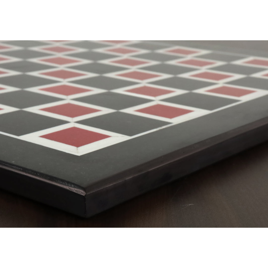 18'' Marmeren Steen Luxe Schaakbord - Zwarte & Rode Halfedelstenen