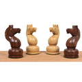 Profile view of the iconic 1960s Soviet Tal Knights in Golden Rosewood and Natural Boxwood.