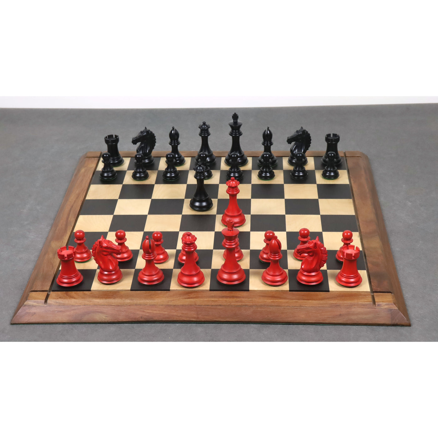 Slightly Imperfect 3.9" Alban Staunton Chess Pieces Only set- Double Weighted Red & Black Dyed Wood