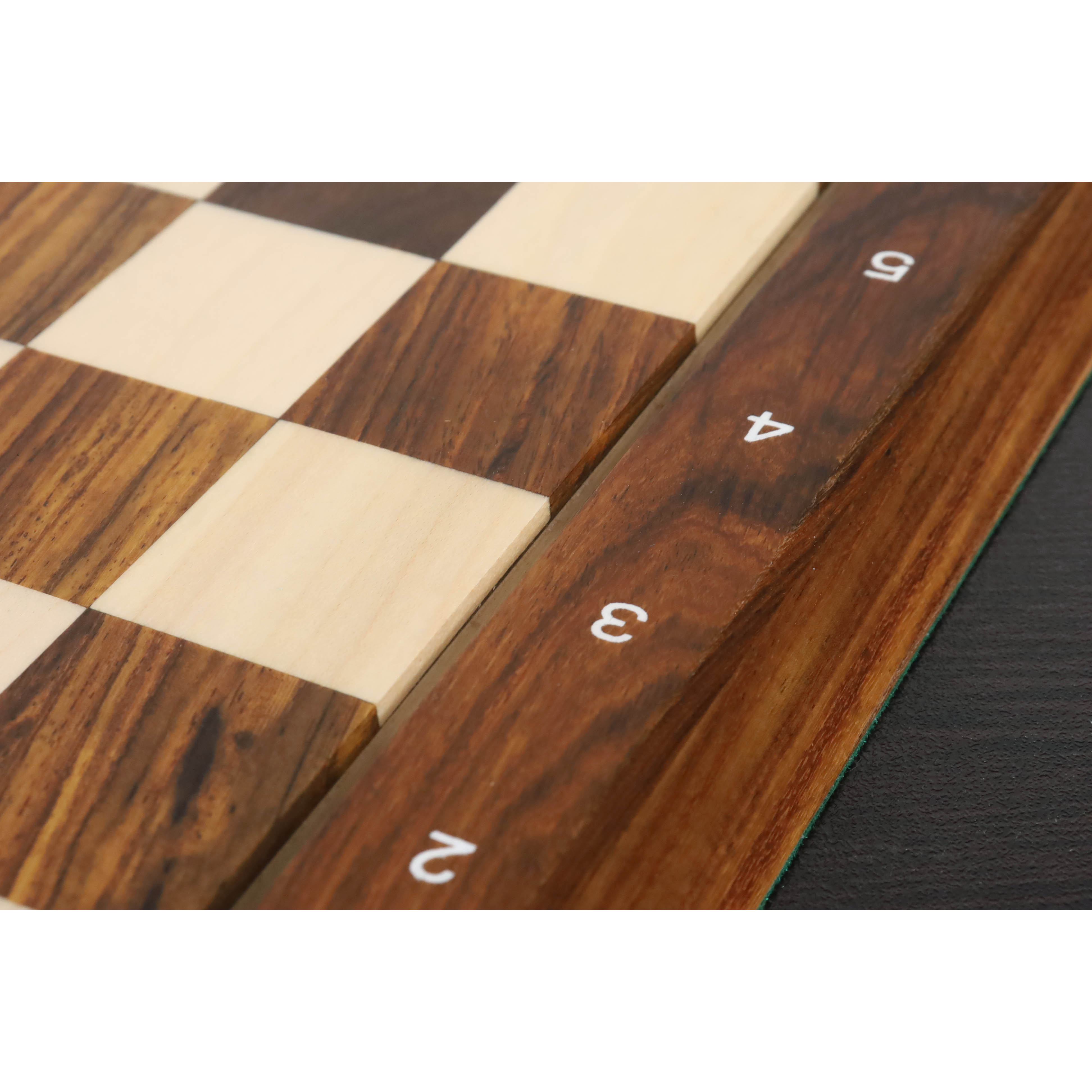 15" Drueke Style Golden Rosewood & Maple Chess board - 38 mm square- Notations