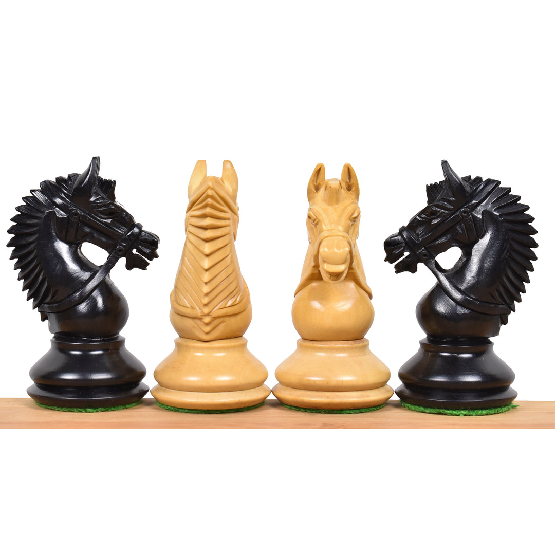 4.2" American Staunton Luxus Ebenholz Schachfiguren mit 21" eingelegtem Ebenholz &amp; Ahornholz Schachbrett und Kunstlederkoffer Aufbewahrungsbox