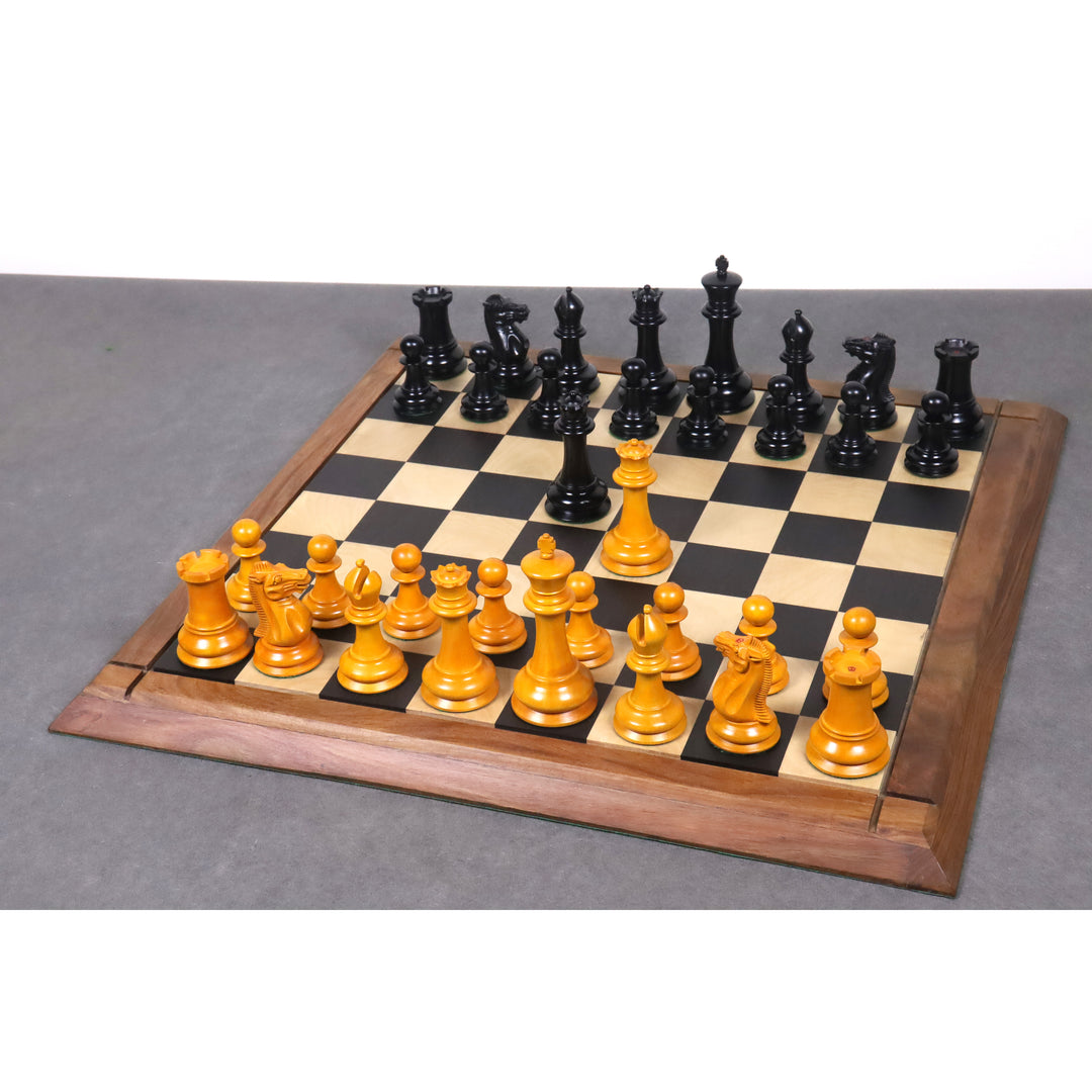 Slightly Imperfect 4.5" Reproduced 1849 Staunton Chess Set - Chess Pieces Only- Antiqued Boxwood & Ebony