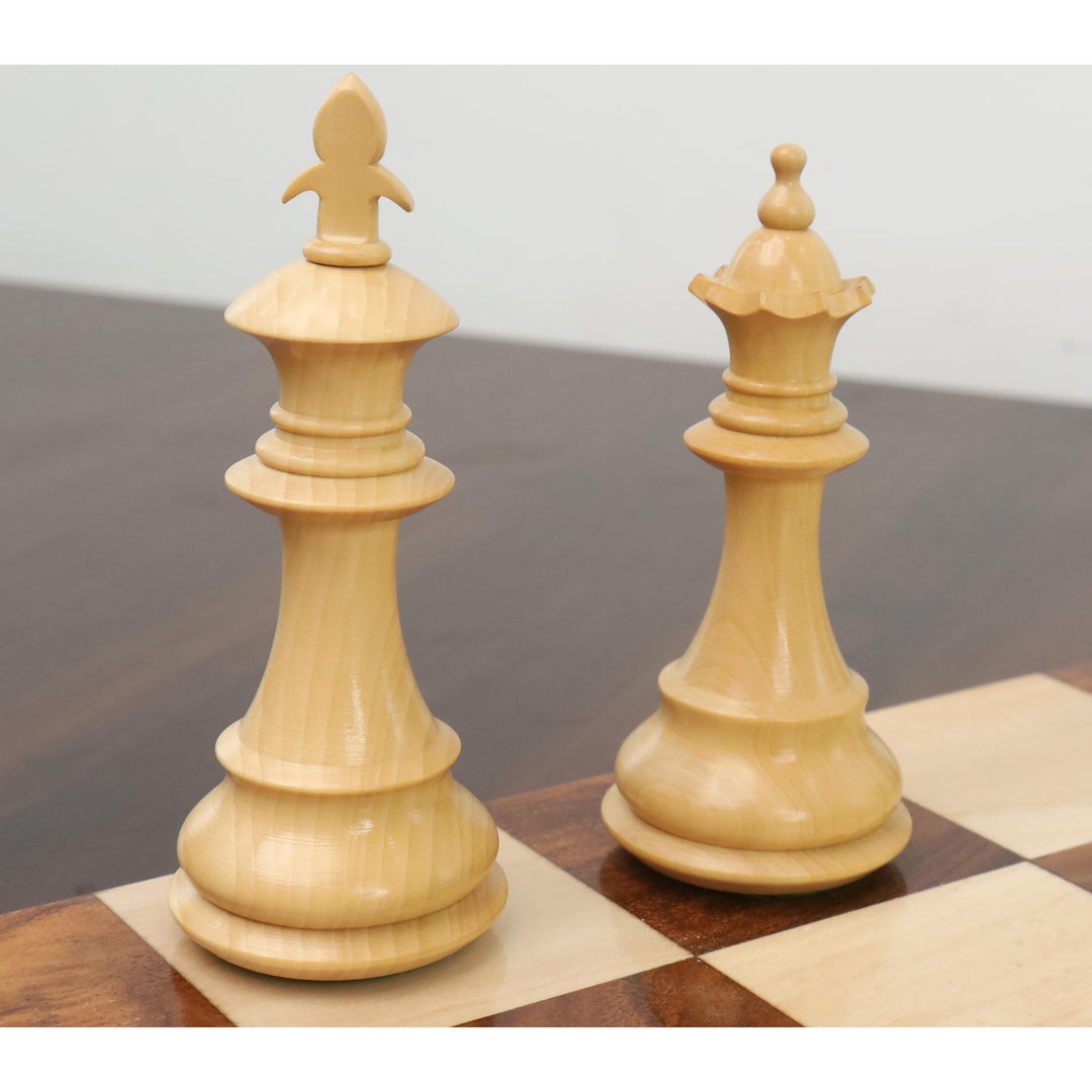 Zestaw szachów ważonych 3,7” British Staunton - tylko szachy - złote drewno różane i bukszpan