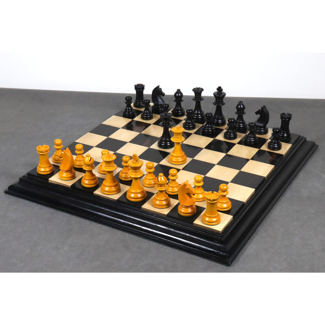 Slightly Imperfect 3.9" French Chavet Tournament Chess Set - Chess Pieces Only - Antiqued Boxwood