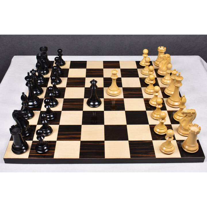 Nieznacznie niedoskonały 4” zestaw szachów Staunton Luxury - tylko szachy - potrójnie ważony heban