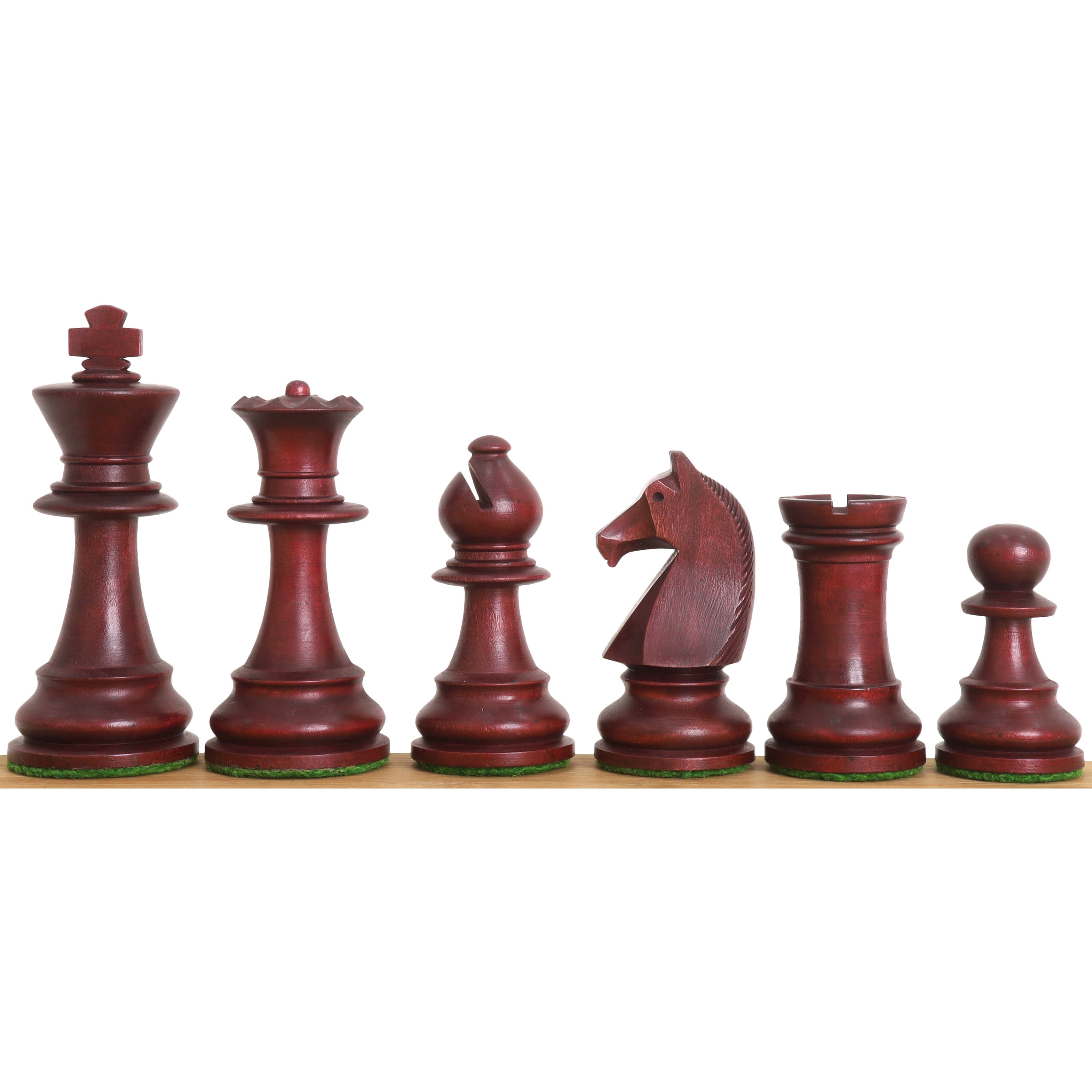3.9" French Chavet Tournament Chess Set- Chess Pieces Only - Mahogany Stained & Boxwood