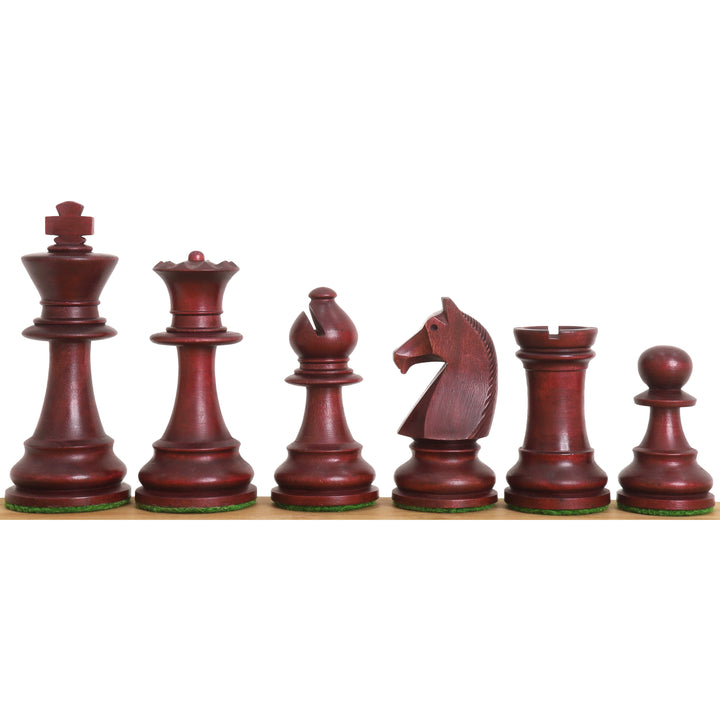 3.9" Set di scacchi da torneo francese Chavet - Solo pezzi di scacchi - Mogano e legno di bosso