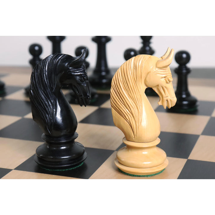 Luksusowy zestaw szachów Staunton 4,6" - tylko figury szachowe - drewno hebanowe - potrójna waga