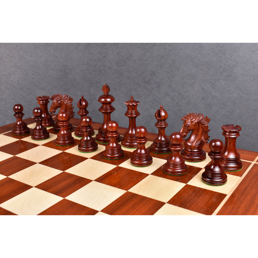 Zestaw szachowy Alexandria luksusowy Staunton - tylko szachy - potrójnie ważony - heban i Pączek Drewno Różane