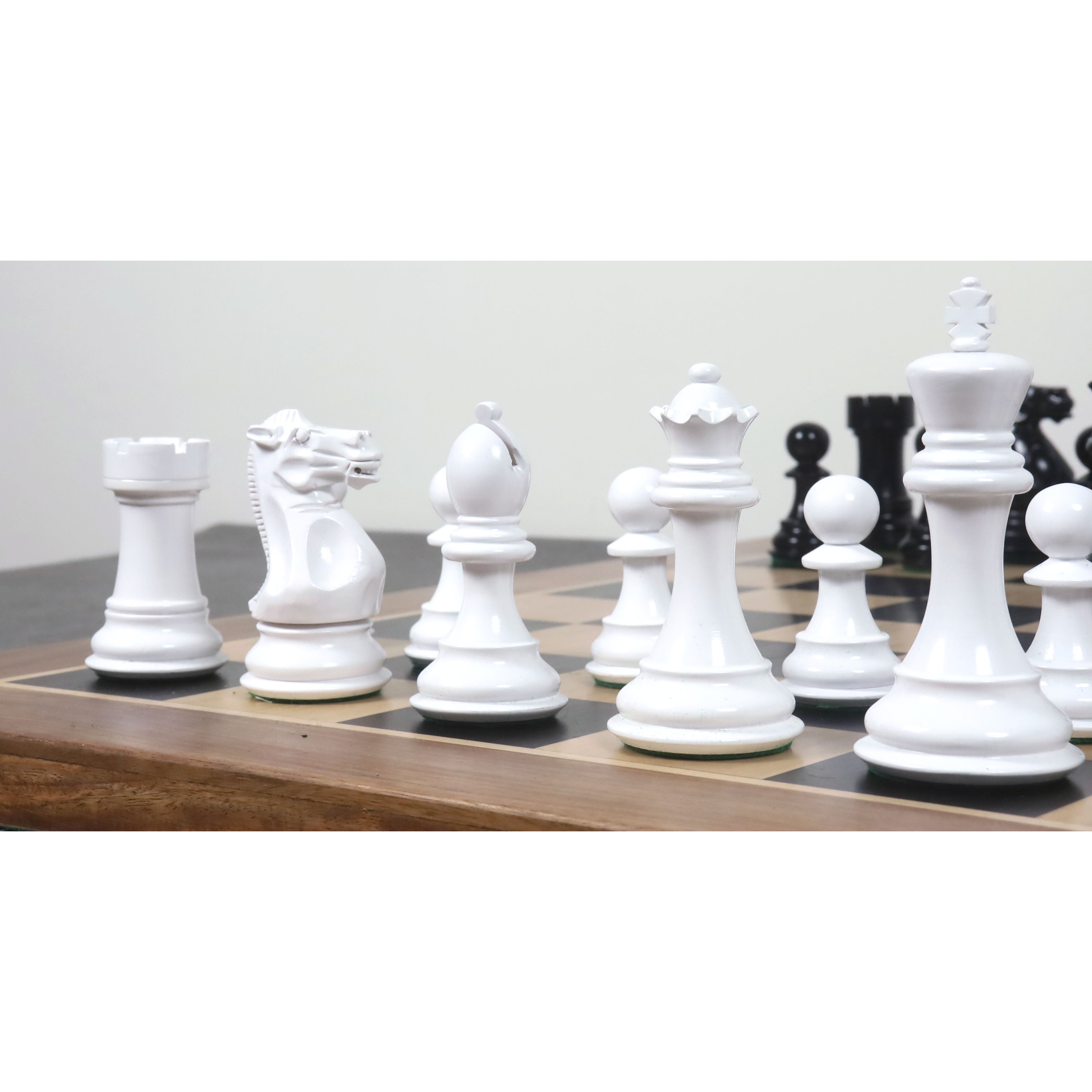 Combo of 4.1" Pro Staunton Black & White Lacquered Wooden Chess Pieces with 23" Large Ebony & Maple Wood Chessboard and Storage Box