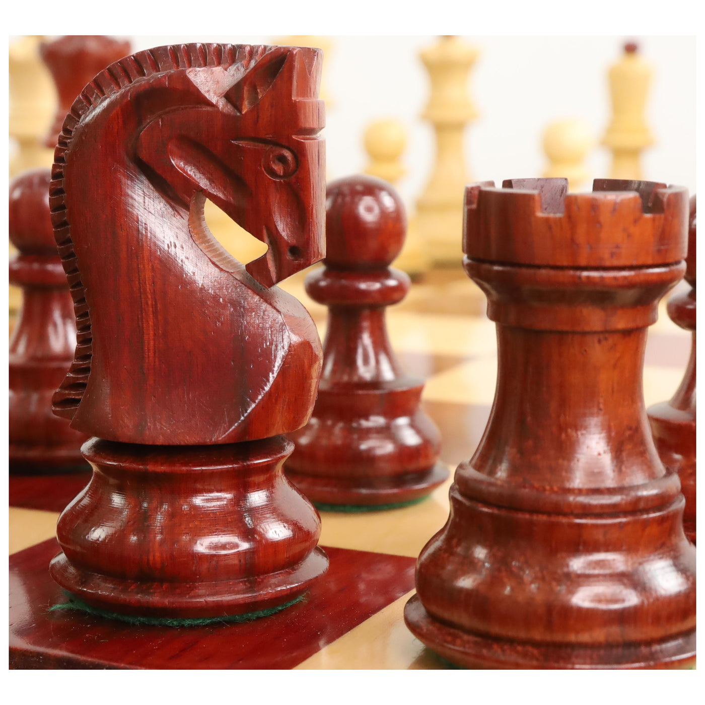 3.9" Russian Zagreb 59' Chess Pieces only set - Double Weighted Bud Rose Wood