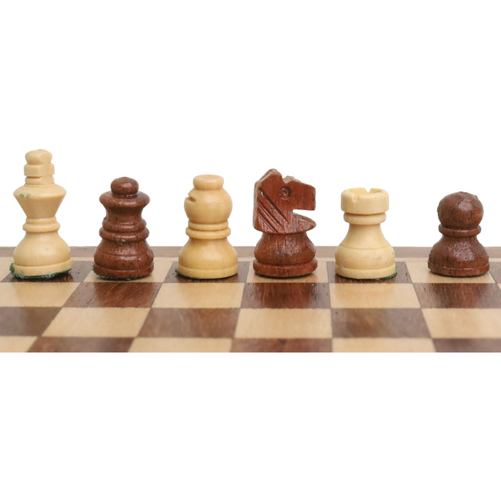 Jeu d'échecs magnétique en bois incrusté Bois de rose doré 5" avec planchette pliante