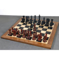 4.6" Prestige Luxury Staunton chess set arranged for play on a premium wooden chess board.