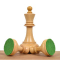 Bottom view of 3.8" King Dubrovnik chess pieces highlighting the thick green billiard felt and weighted base.