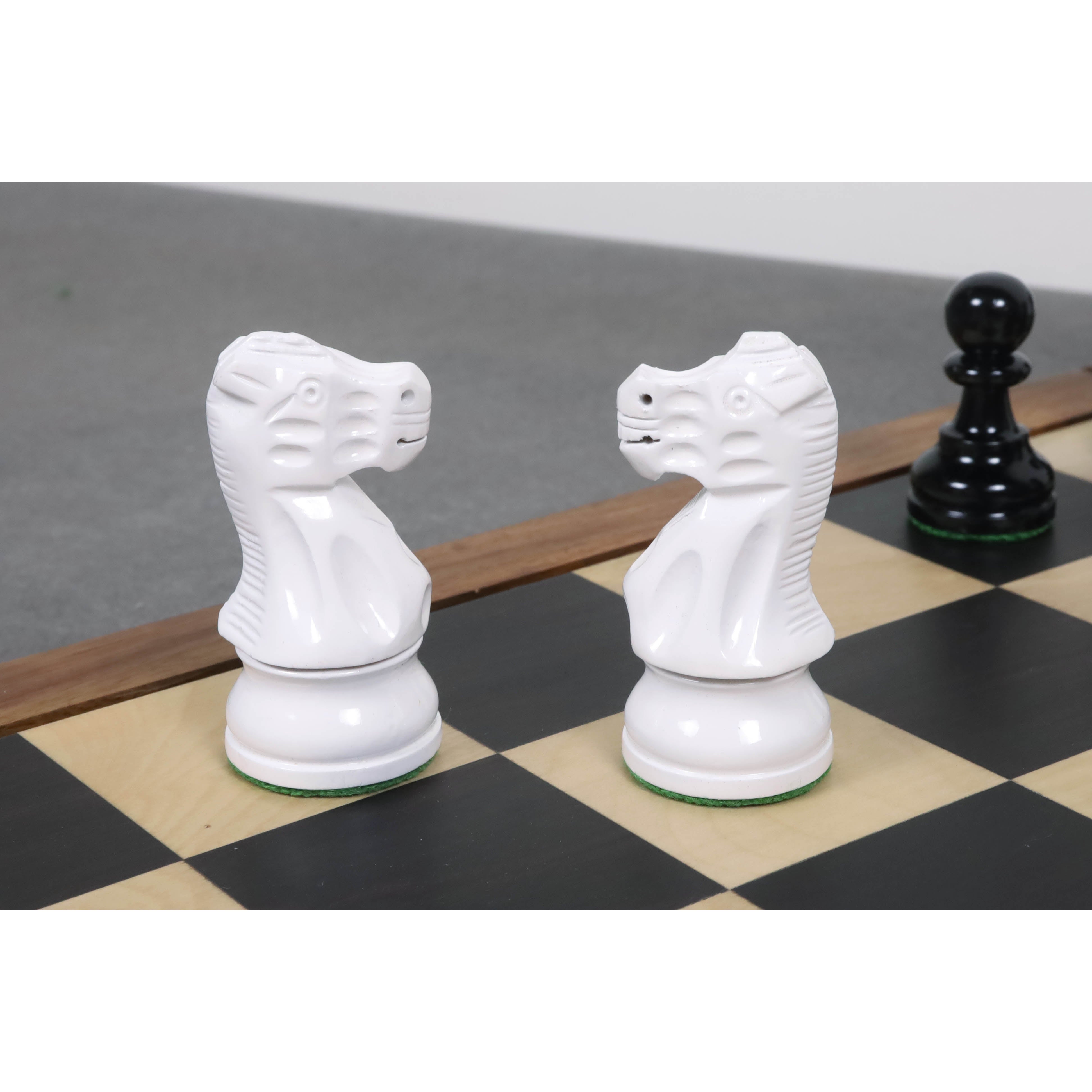 Black & Ivory White Painted Staunton Chess Pieces only set