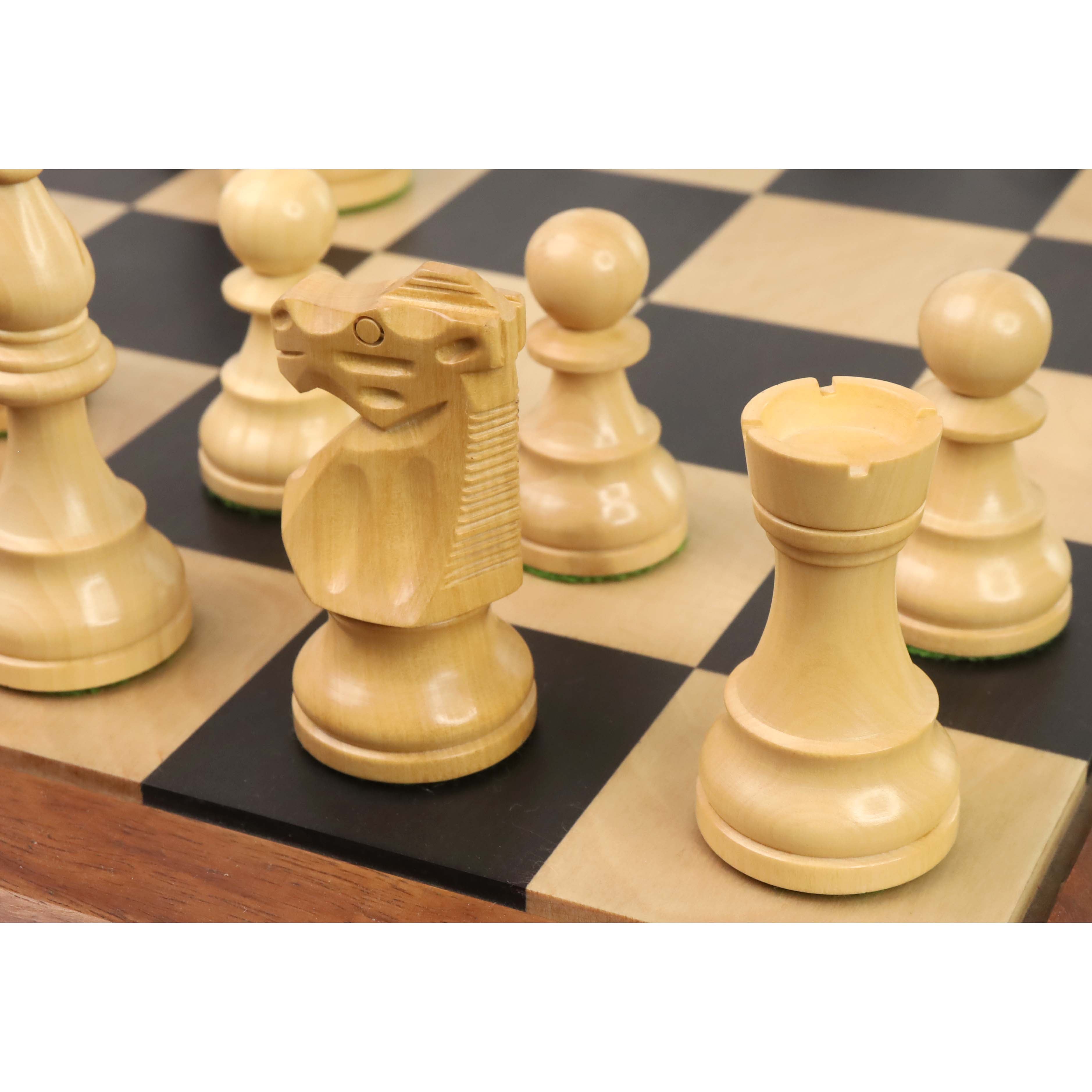 French Lardy Staunton Chess Set with Ebonized & Boxwood Pieces - 2.75 King