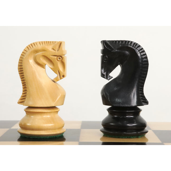3.9" Set di scacchi russo Zagreb 59' - Solo pezzi di scacchi - Triplo peso in legno d'ebano