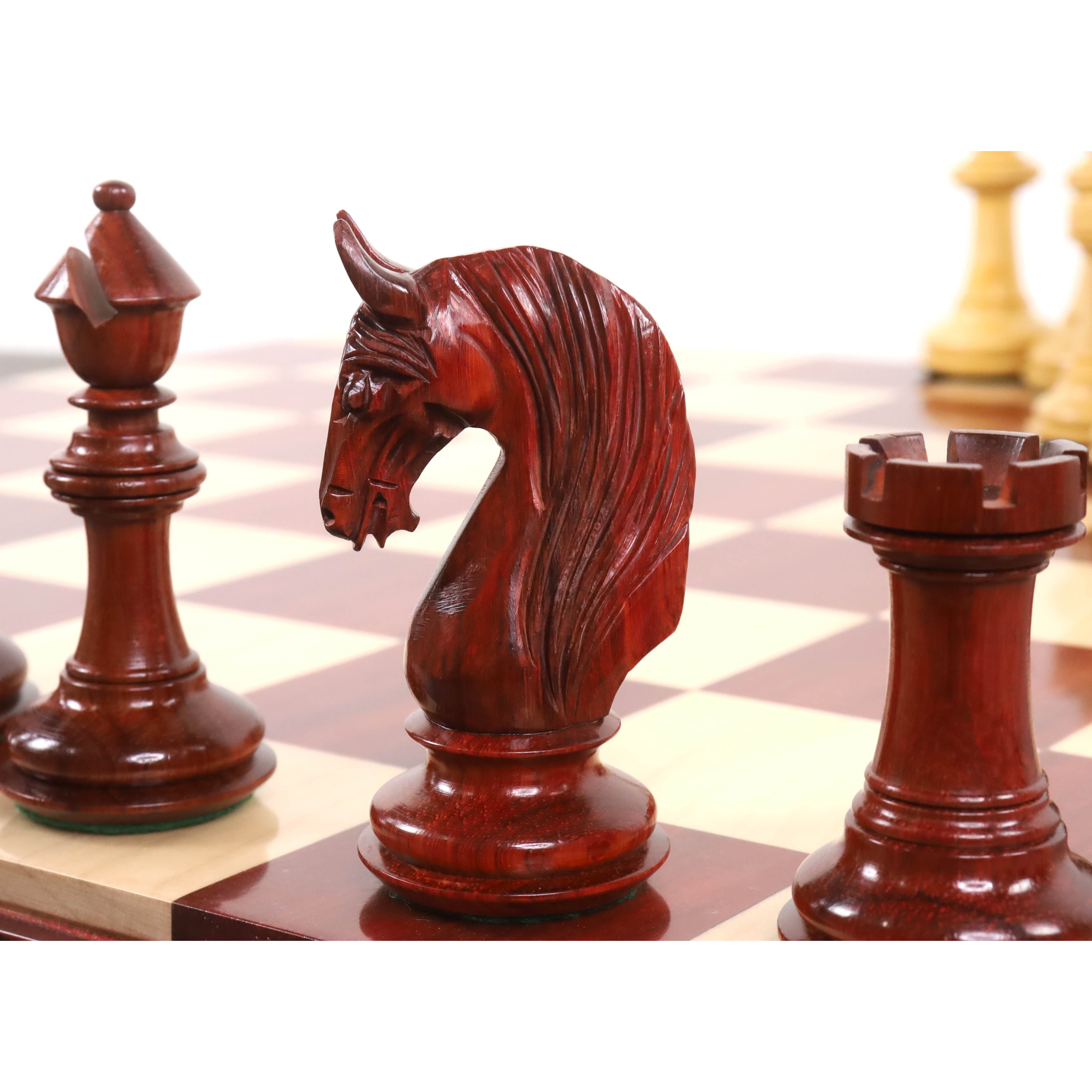 Combo of 4.6" Bath Luxury Staunton Chess Set - Pieces in Bud Rosewood with Board and Box