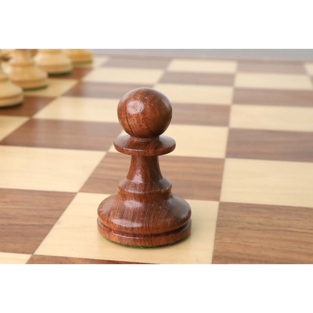 Fransk Stormesters Staunton Skaksæt - kun skakbrikker - gyldent rosentræ - 4,1" konge