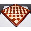 Angled view of the 21-inch Bud Rosewood and Maple wood chess board showing the smooth playing surface.