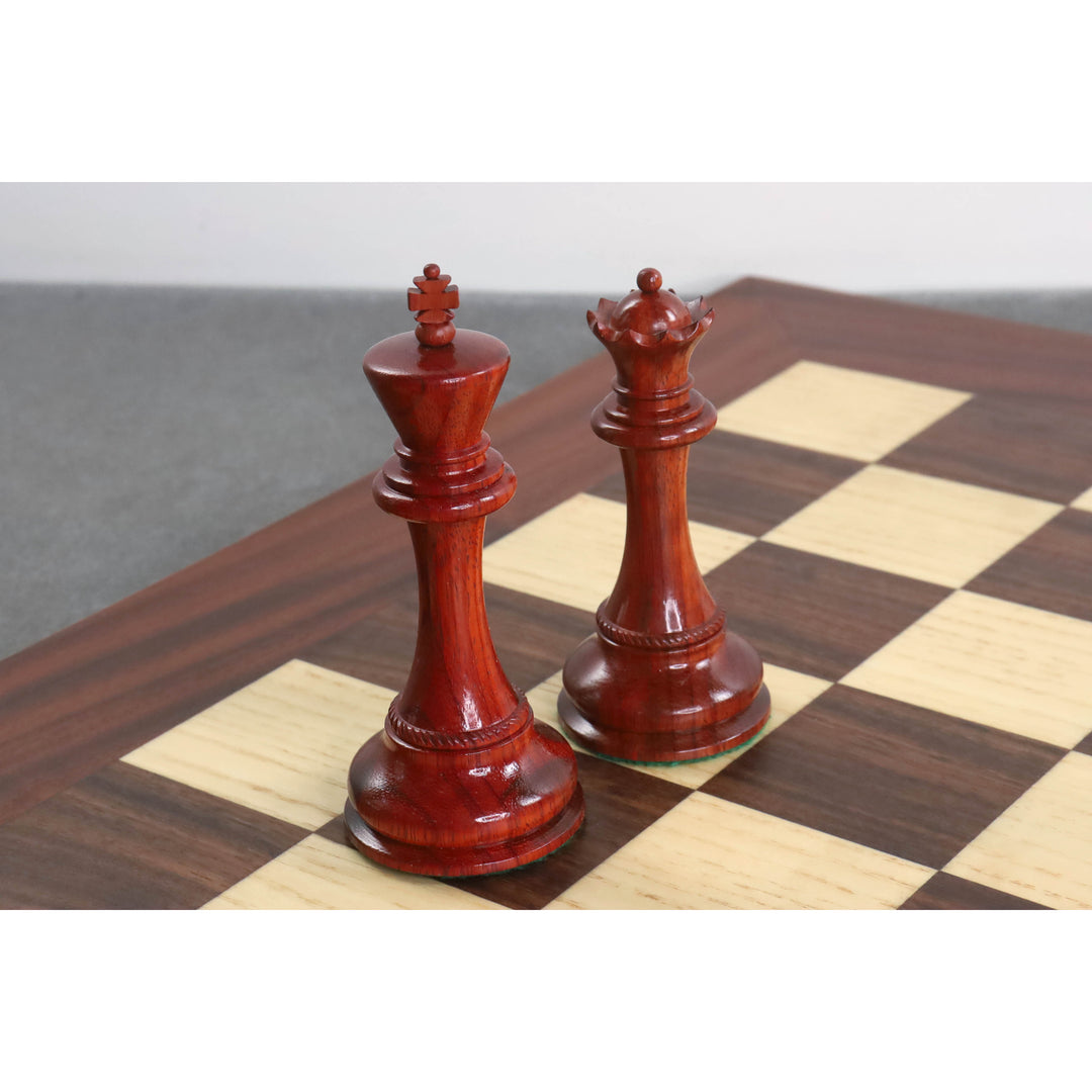 Pièces d'échecs 4.5" Imperator Luxury Staunton Bud en bois de rose avec échiquier 23" Bud en bois de rose et d'érable et boîte de rangement en simili-cuir