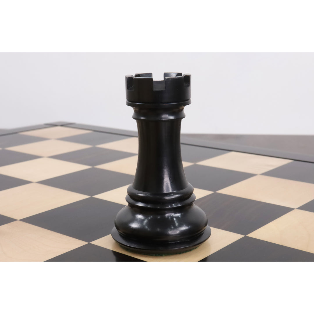 6,3" Jumbo Pro Staunton Luksus Skaksæt - kun skakbrikker - ibenholt træ - tredobbelt vægt