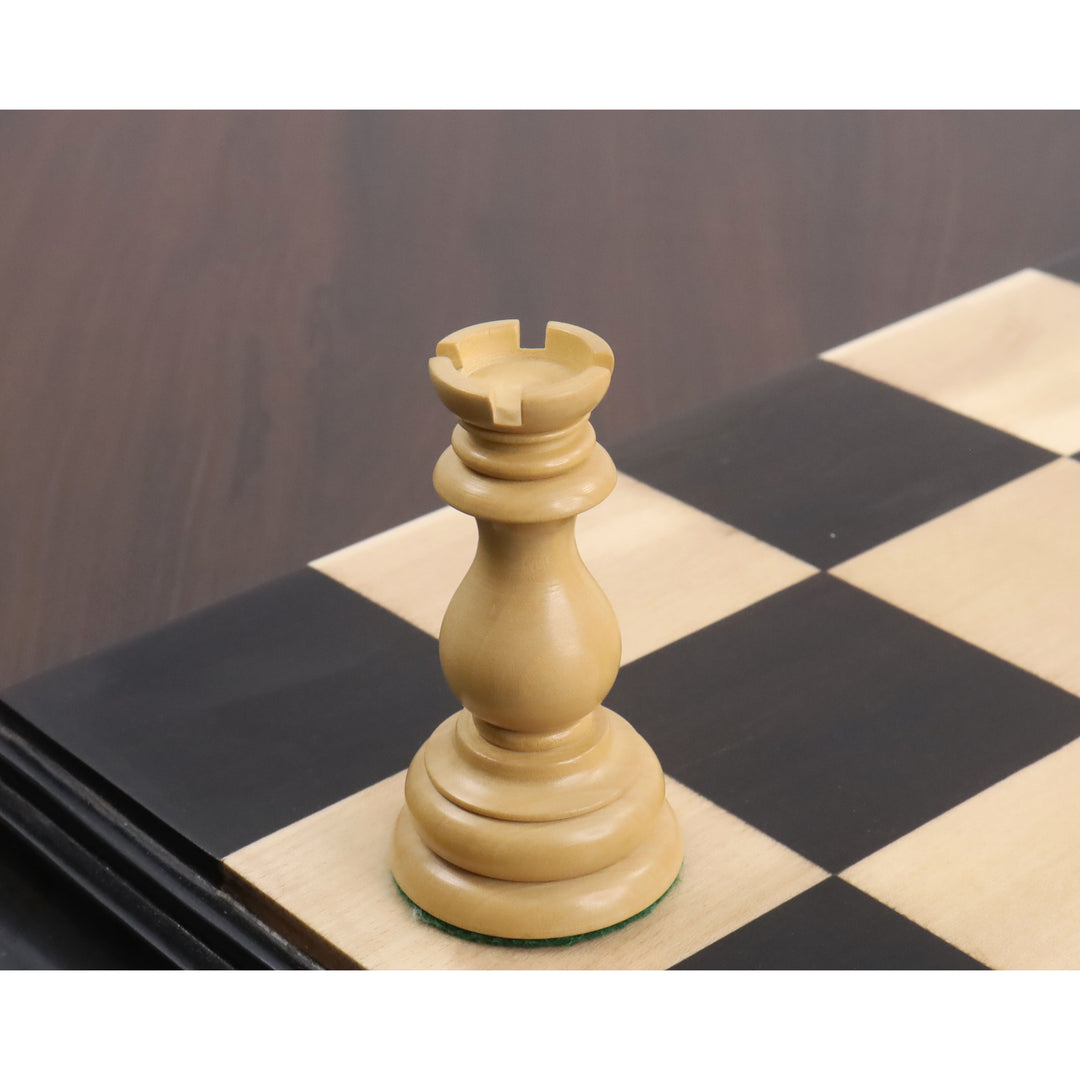 4,6" Medallion Luxus Staunton Schachspiel - Nur Schachfiguren - Dreifach Gewicht Ebenholz
