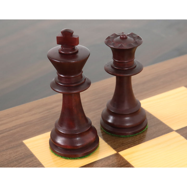 Légèrement imparfait 3.9" Jeu d'échecs de tournoi Chavet - Pièces seules - Acajou teinté et buis
