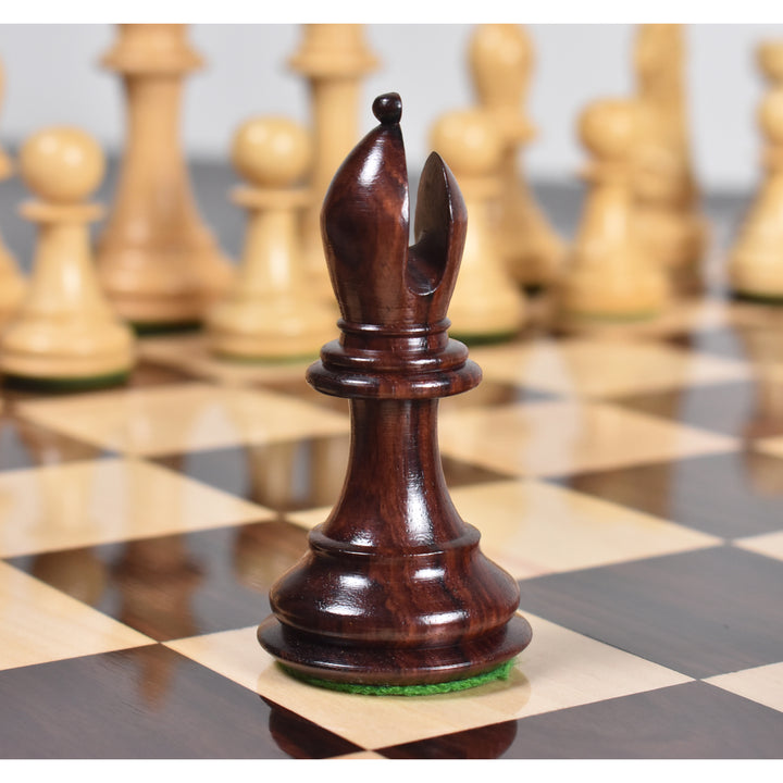 Jeu d'échecs de luxe 4.1″ Traveller Staunton - Pièces d'échecs uniquement - Bois de rose à triple lestage