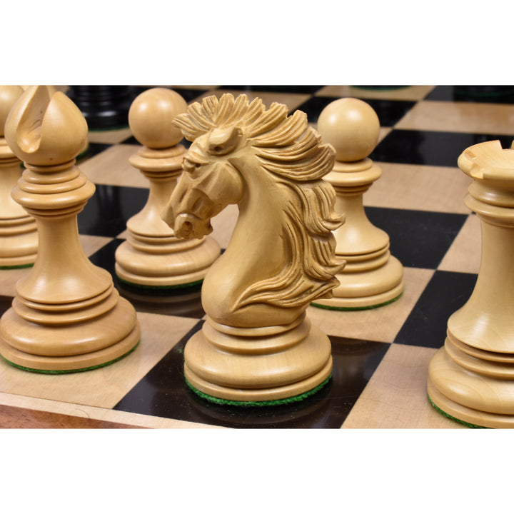 Jeu d'échecs Alexandria Luxe Staunton légèrement imparfait - Pièces d'échecs uniquement - Triple lestage - Bois d'ébène