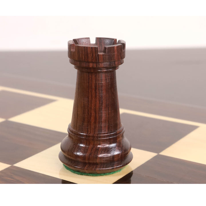 4" Sleek Staunton Luksus skaksæt - kun skakbrikker - tredobbelt vægtet rosentræ
