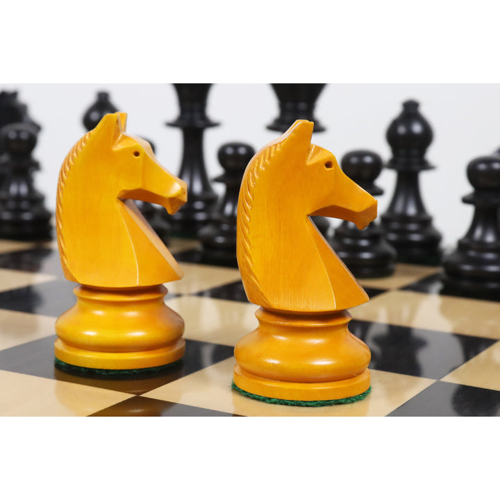 Slightly Imperfect 3.9" French Chavet Tournament Chess Set - Chess Pieces Only - Antiqued Boxwood