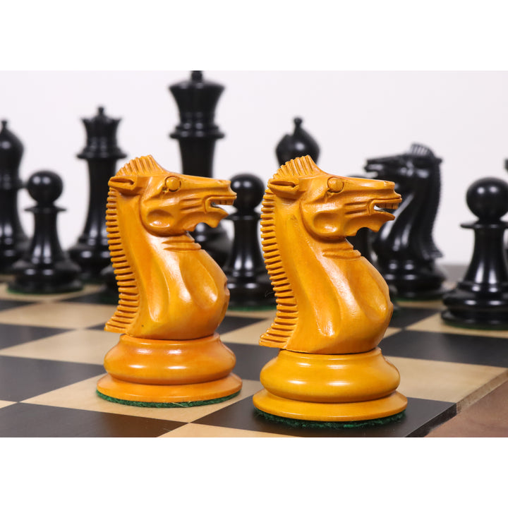 Slightly Imperfect 4.5" Reproduced 1849 Staunton Chess Set - Chess Pieces Only- Antiqued Boxwood & Ebony