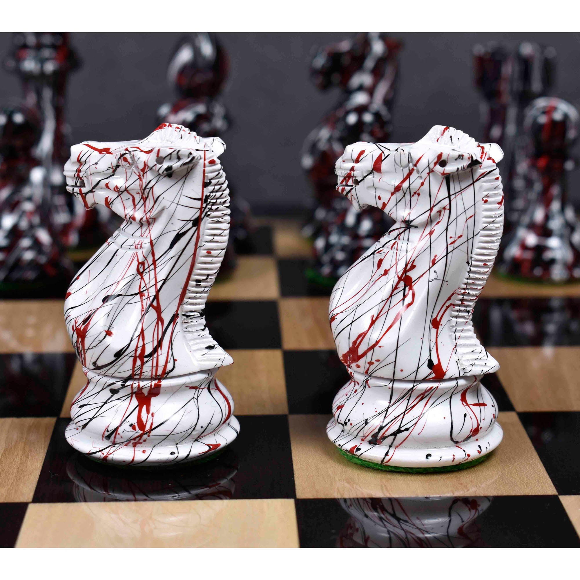 4.1" Texture Painted Staunton Chess Set- Chess Pieces Only - Weighted Boxwood