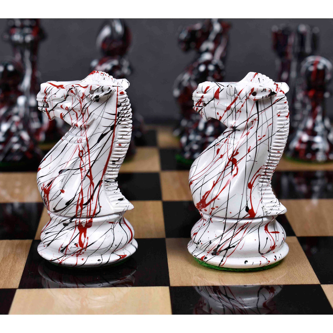 4.1” Zestaw szachów Staunton z malowaną teksturą - tylko figury szachowe - obciążony bukszpan