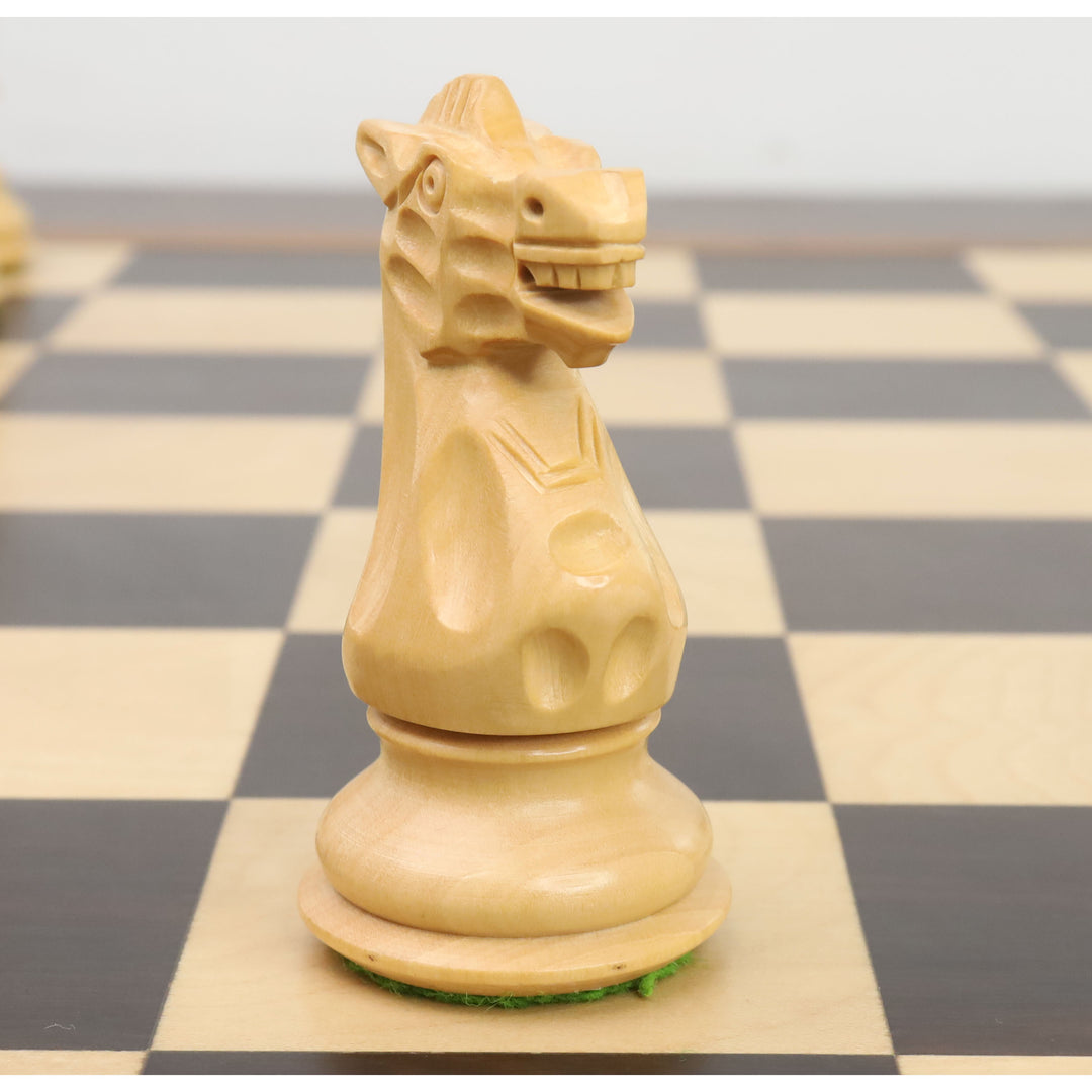 3,7" brytyjski zestaw szachów ważonych Staunton - tylko figury szachowe - ebonizowane drewno bukszpanowe