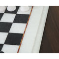 Detailed edge and inlay of the 12-inch handcarved marble chess board.