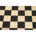 Overhead view of the high-contrast Ebony and Maple checkered pattern squares on a Players Choice chess board.