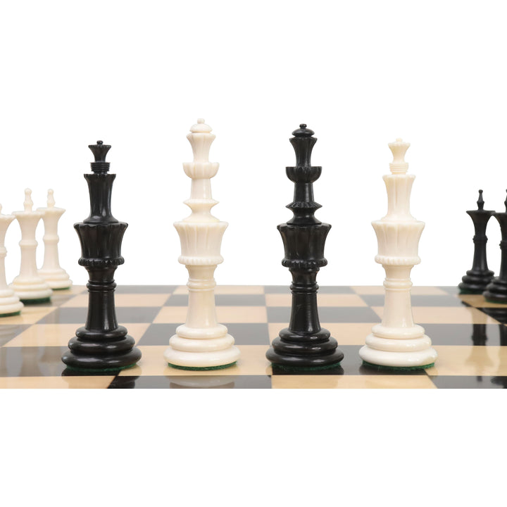 Zestaw szachów 4,6″ tureckich wieża Pre-Staunton - tylko szachy - czarno-biała kość wielbłądzia